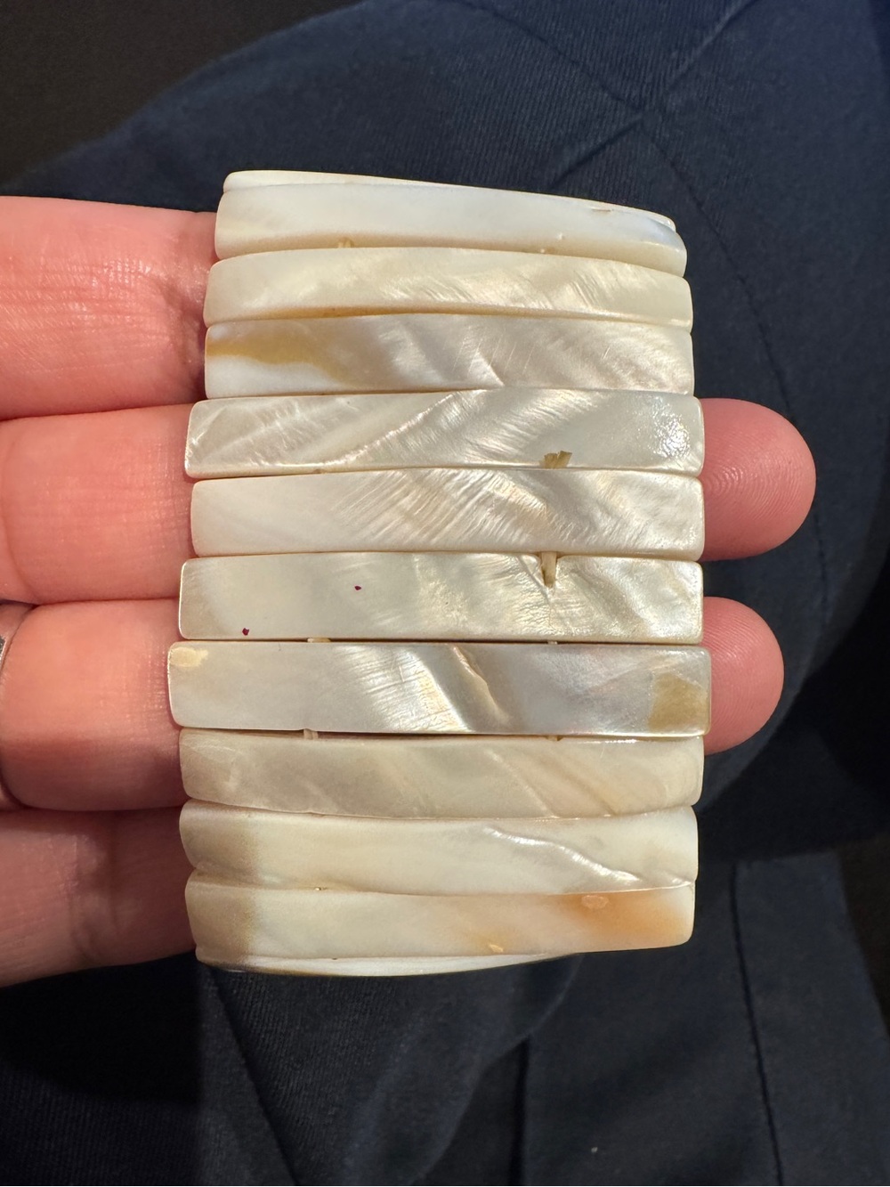 Vintage Mother of Pearl Stretch Bracelet - Cream White